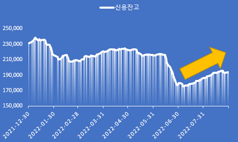 올해 신용융자 잔액 추이, 자료 참조 : 금융투자협회