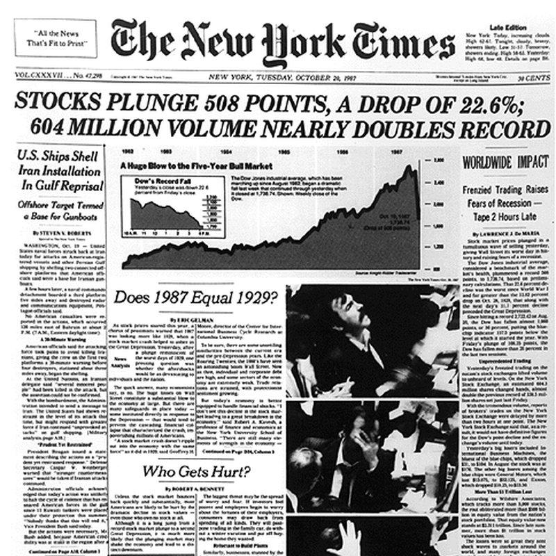 1987년 대폭락 당시 뉴욕타임스 기사